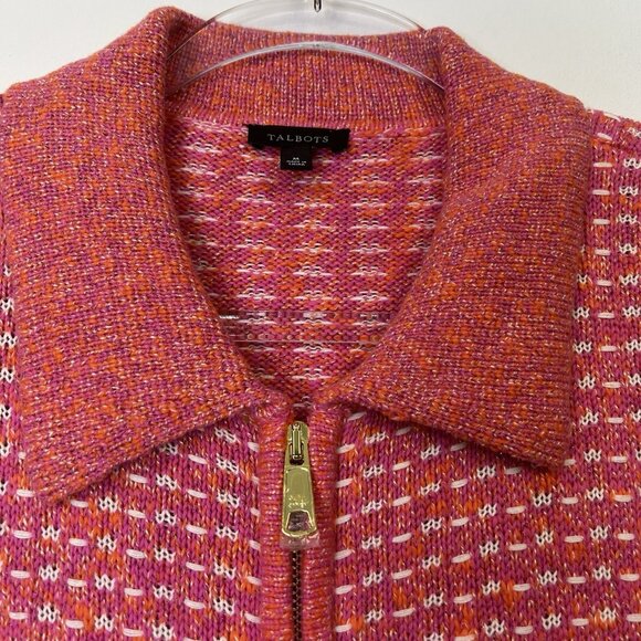 Talbots Sweater Knit Zip Jacket Women's Size Medium Pink - Picture 3 of 9
